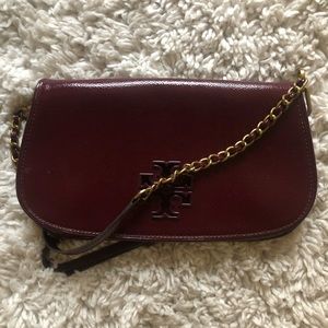 Tory Burch clutch/crossbody burgundy purse